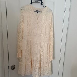 Torrid Cream Long Sleeve Lace Dress
